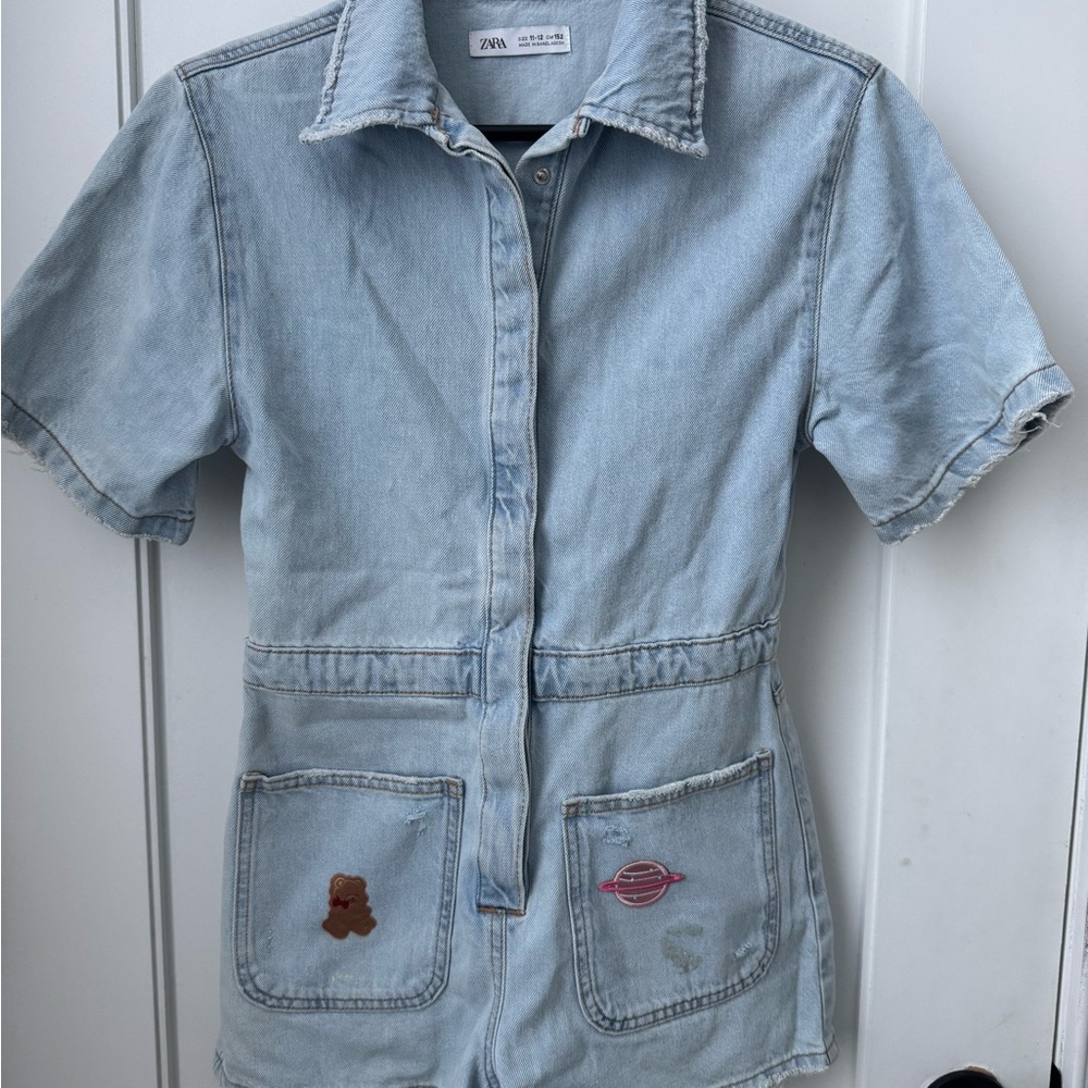 Zara Kids Denim Romper with Patches